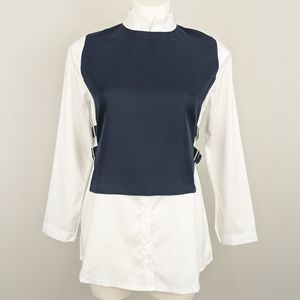 Korean label | buckle side high neck blouse | L